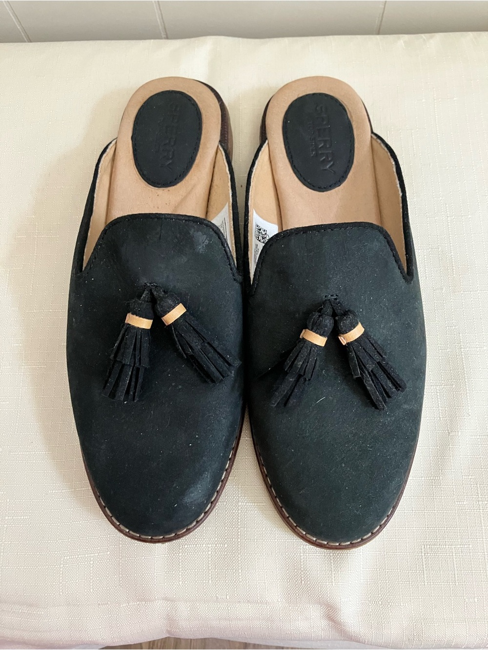 Sperry Navy Blue Suede Tassel Slip-On Mules for Women